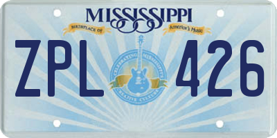 MS license plate ZPL426