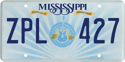 MS license plate ZPL427