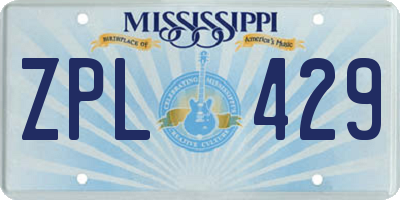 MS license plate ZPL429