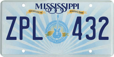 MS license plate ZPL432