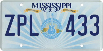 MS license plate ZPL433