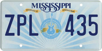 MS license plate ZPL435