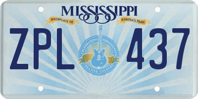 MS license plate ZPL437