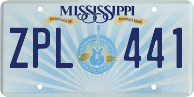 MS license plate ZPL441