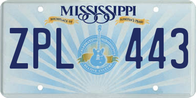 MS license plate ZPL443