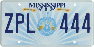 MS license plate ZPL444