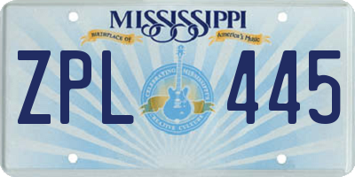MS license plate ZPL445