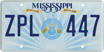 MS license plate ZPL447