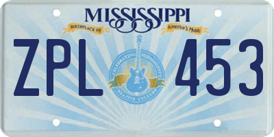 MS license plate ZPL453