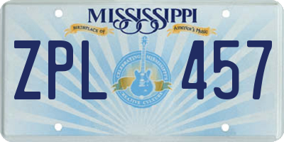 MS license plate ZPL457