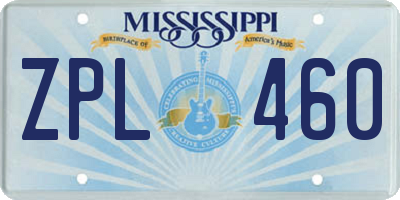 MS license plate ZPL460