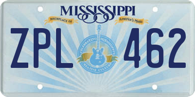 MS license plate ZPL462
