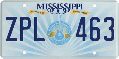 MS license plate ZPL463