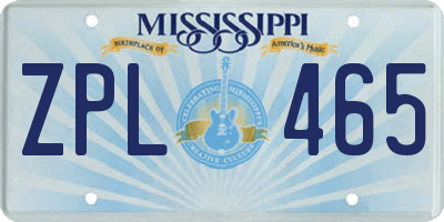 MS license plate ZPL465