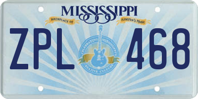 MS license plate ZPL468