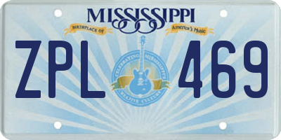 MS license plate ZPL469