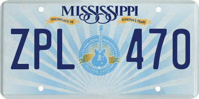 MS license plate ZPL470