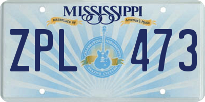 MS license plate ZPL473