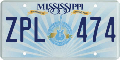 MS license plate ZPL474