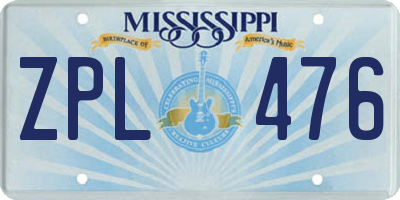 MS license plate ZPL476