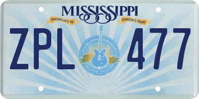 MS license plate ZPL477