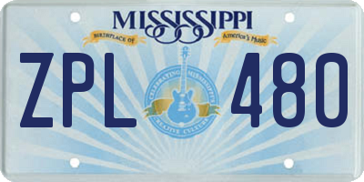 MS license plate ZPL480