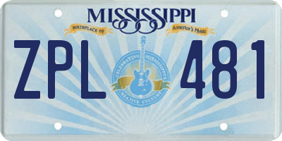 MS license plate ZPL481