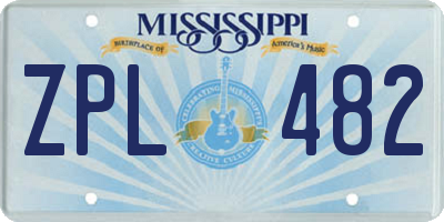 MS license plate ZPL482
