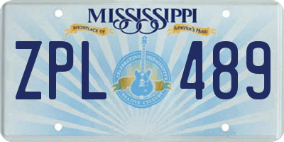 MS license plate ZPL489