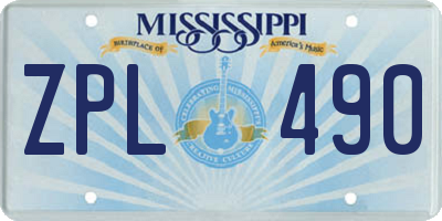 MS license plate ZPL490