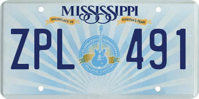 MS license plate ZPL491