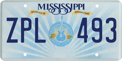 MS license plate ZPL493