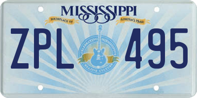 MS license plate ZPL495