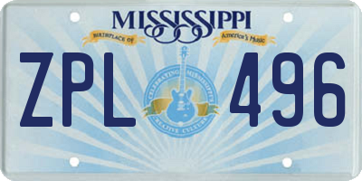 MS license plate ZPL496