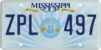 MS license plate ZPL497