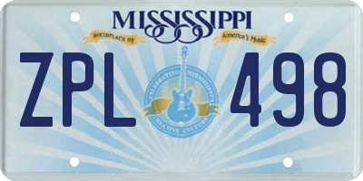 MS license plate ZPL498