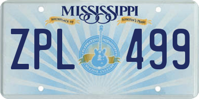 MS license plate ZPL499