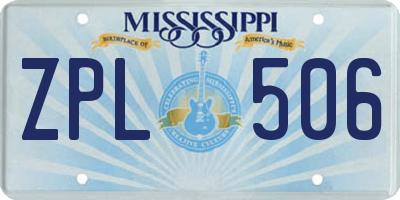 MS license plate ZPL506
