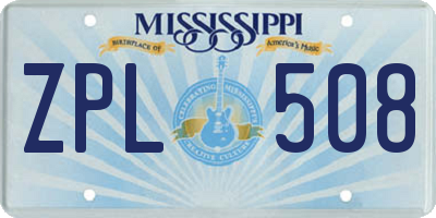 MS license plate ZPL508