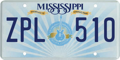 MS license plate ZPL510