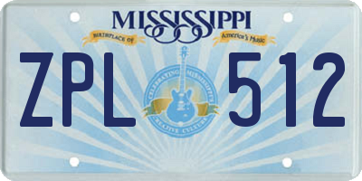 MS license plate ZPL512