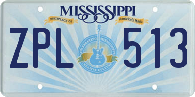 MS license plate ZPL513