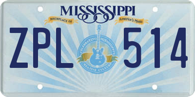 MS license plate ZPL514