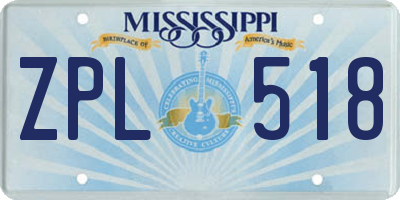 MS license plate ZPL518