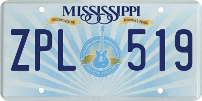 MS license plate ZPL519