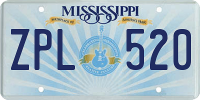 MS license plate ZPL520