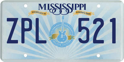 MS license plate ZPL521