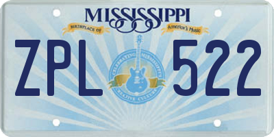 MS license plate ZPL522
