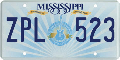 MS license plate ZPL523
