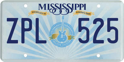 MS license plate ZPL525